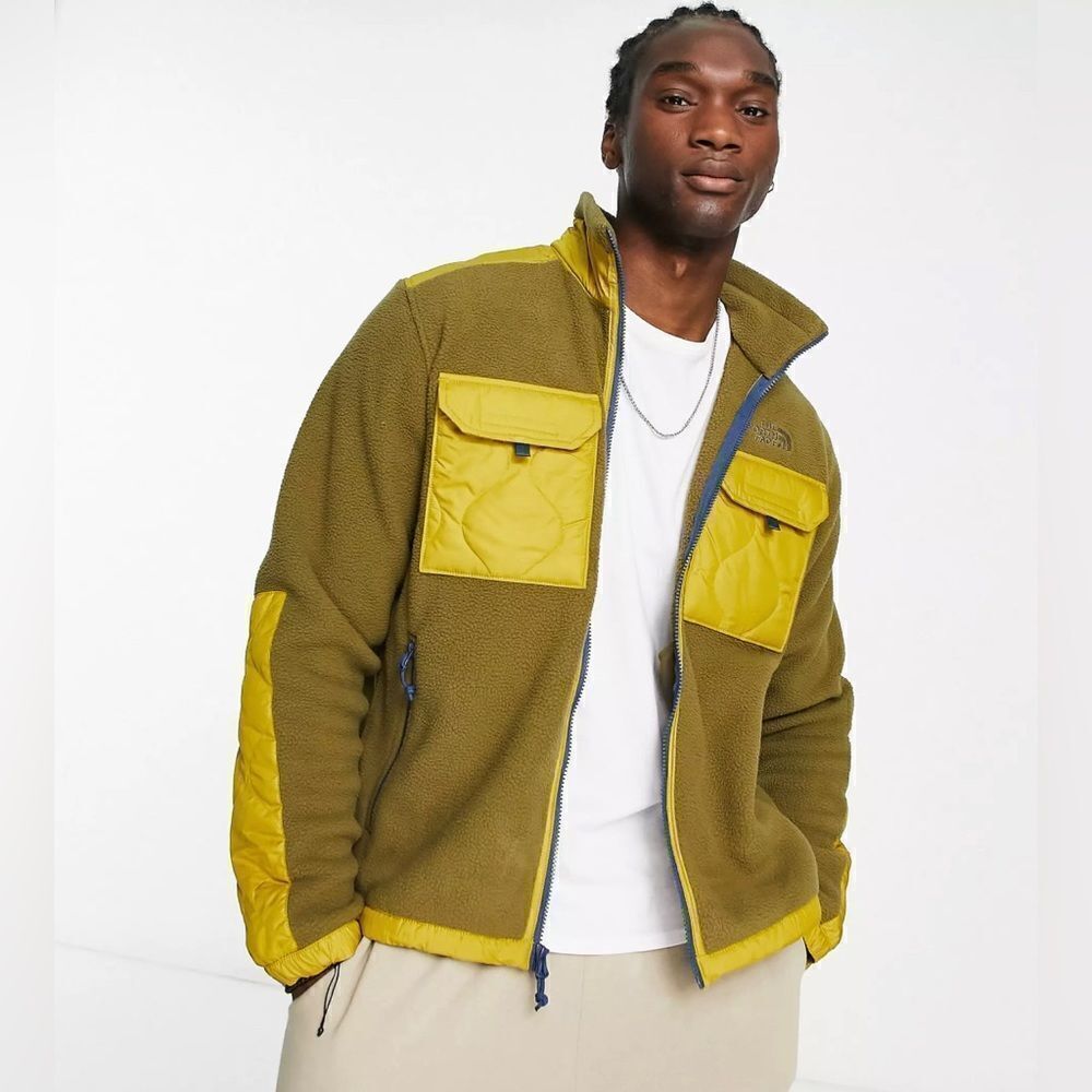 NWT The North Face Royal Arch quilted zip up‎ fleece in olive green men’s Large